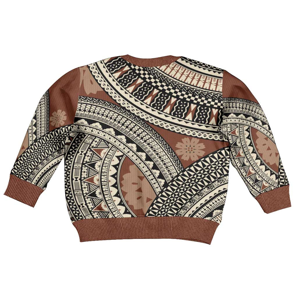 Bula Fiji Classic Masi Tapa Kid Ugly Christmas Sweater Vintage Brown - Polynesian Pride