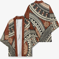 Bula Fiji Classic Masi Tapa Kimono Vintage Brown - Polynesian Pride