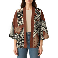 Bula Fiji Classic Masi Tapa Kimono Vintage Brown - Polynesian Pride