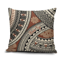 Bula Fiji Classic Masi Tapa Pillow Cover Vintage Brown - Polynesian Pride