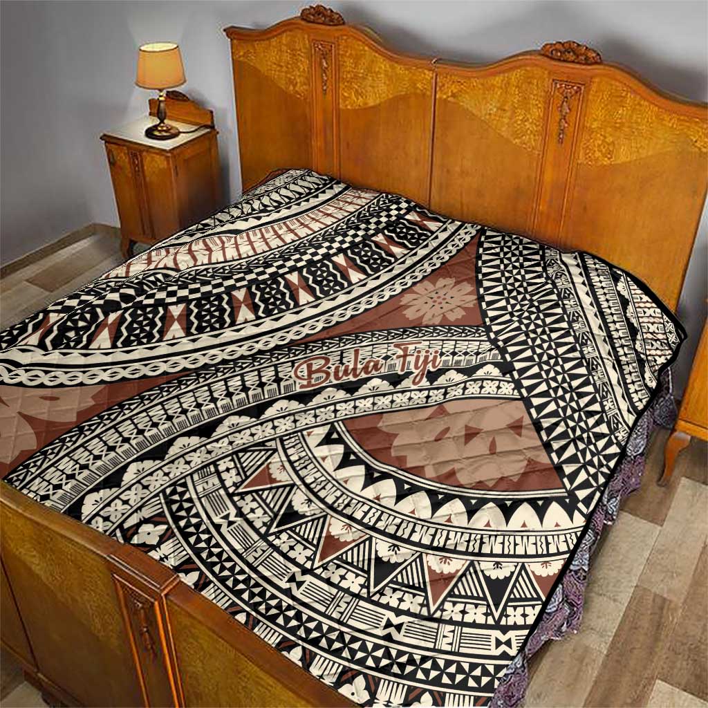 Bula Fiji Classic Masi Tapa Quilt Vintage Brown - Polynesian Pride
