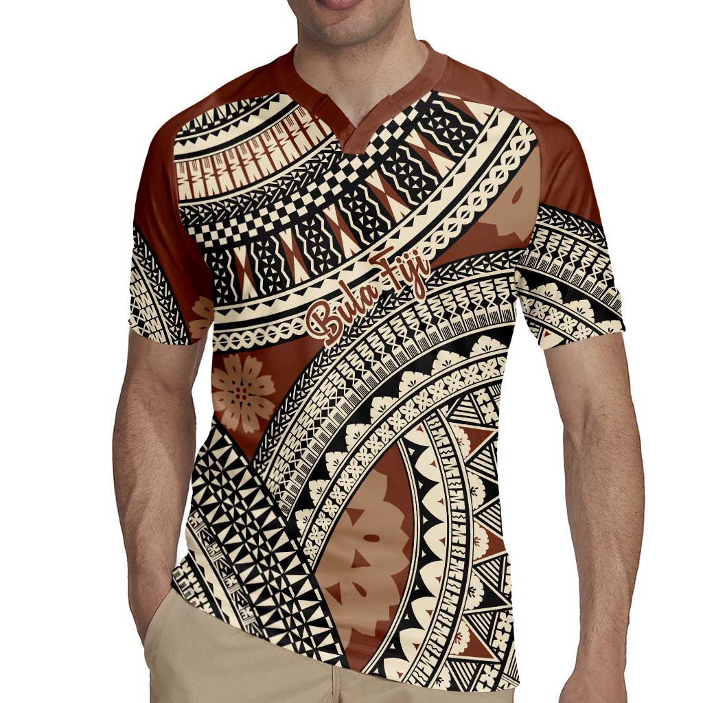 Bula Fiji Classic Masi Tapa Rugby Jersey Vintage Brown - Polynesian Pride