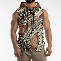Bula Fiji Classic Masi Tapa Sleeveless Hoodie Vintage Brown - Polynesian Pride