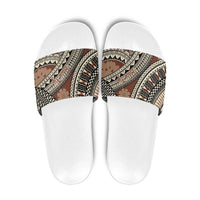 Bula Fiji Classic Masi Tapa Slide Sandals Vintage Brown - Polynesian Pride