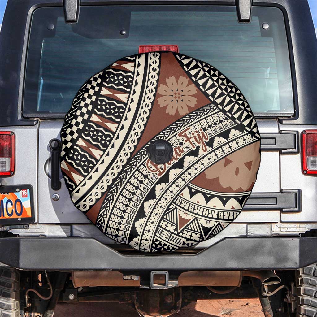 Bula Fiji Classic Masi Tapa Spare Tire Cover Vintage Brown - Polynesian Pride