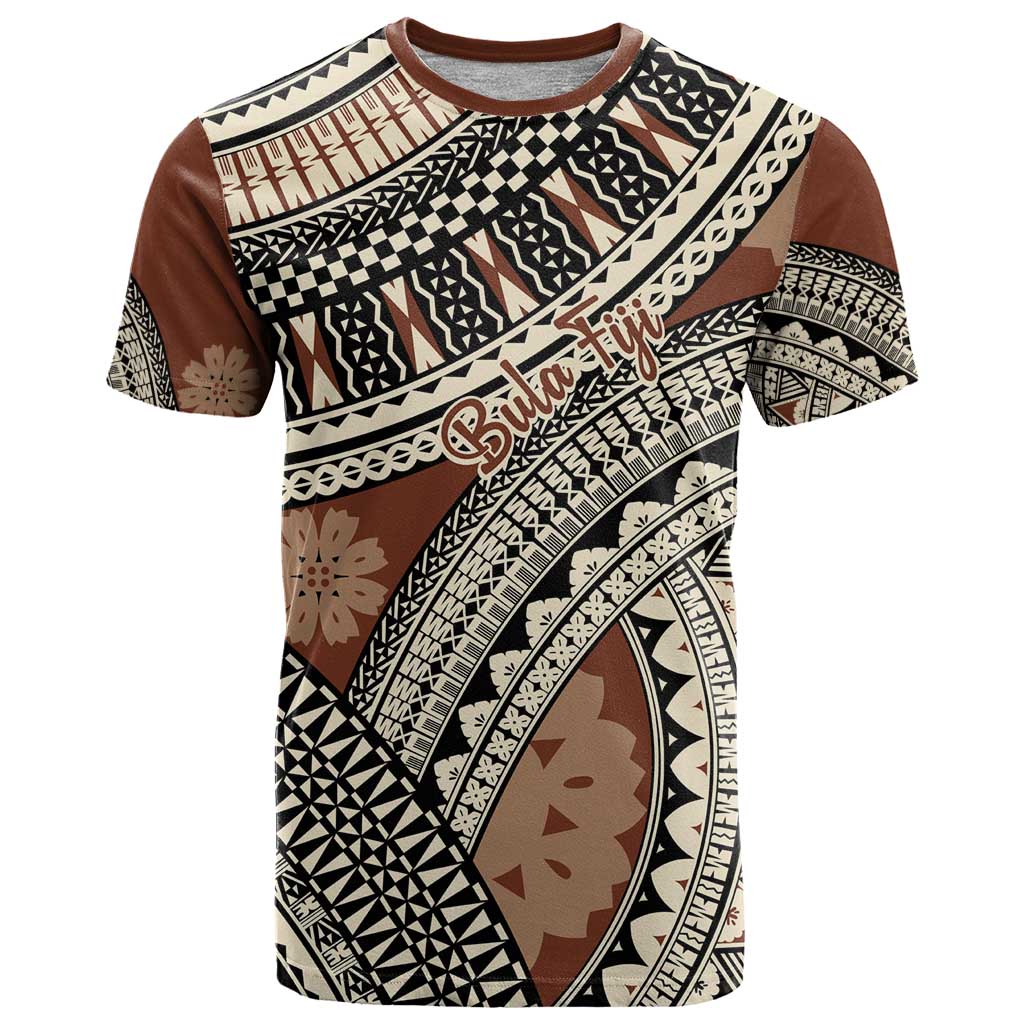 Bula Fiji Classic Masi Tapa T Shirt Vintage Brown - Polynesian Pride