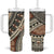 Bula Fiji Classic Masi Tapa Tumbler With Handle Vintage Brown - Polynesian Pride