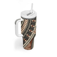 Bula Fiji Classic Masi Tapa Tumbler With Handle Vintage Brown - Polynesian Pride