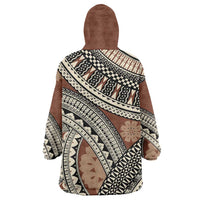 Bula Fiji Classic Masi Tapa Wearable Blanket Hoodie Vintage Brown - Polynesian Pride