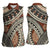 Bula Fiji Classic Masi Tapa Women Sleeveless Polo Shirt Vintage Brown - Polynesian Pride
