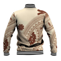Bula Fiji Classic Masi Tapa Baseball Jacket Vintage Beige - Polynesian Pride