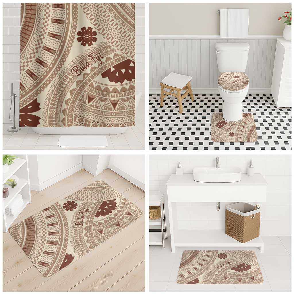Bula Fiji Classic Masi Tapa Bathroom Set Vintage Beige - Polynesian Pride