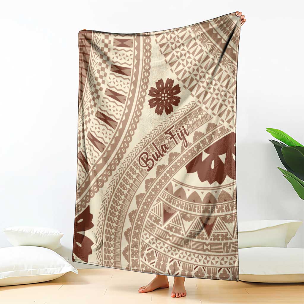 Bula Fiji Classic Masi Tapa Blanket Vintage Beige - Polynesian Pride