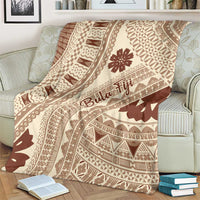 Bula Fiji Classic Masi Tapa Blanket Vintage Beige - Polynesian Pride