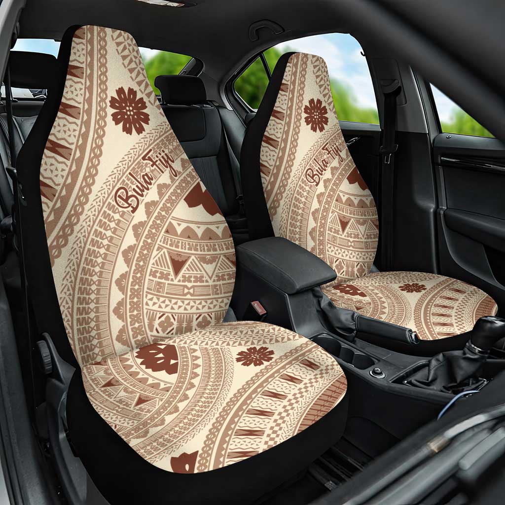 Bula Fiji Classic Masi Tapa Car Seat Cover Vintage Beige - Polynesian Pride