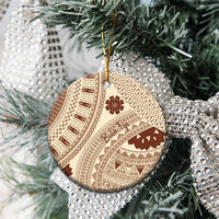 Bula Fiji Classic Masi Tapa Ceramic Ornament Vintage Beige - Polynesian Pride