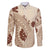 Bula Fiji Classic Masi Tapa Family Matching Short Sleeve Bodycon Dress and Hawaiian Shirt Vintage Beige - Polynesian Pride