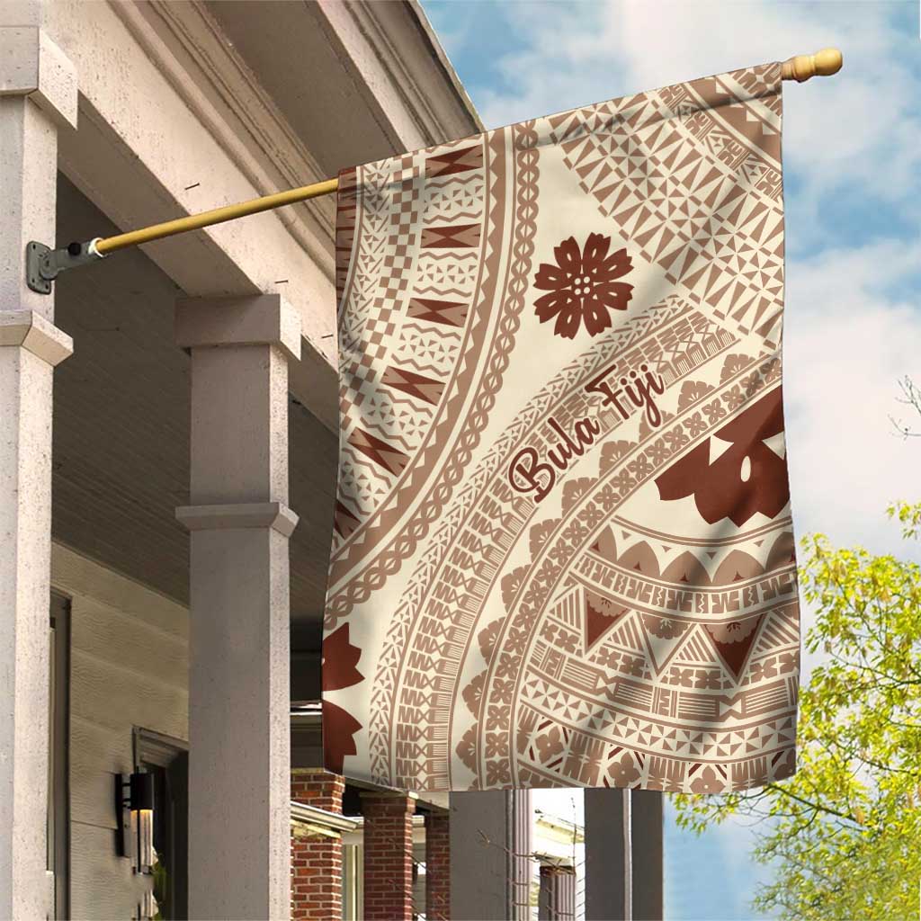Bula Fiji Classic Masi Tapa Garden Flag Vintage Beige - Polynesian Pride