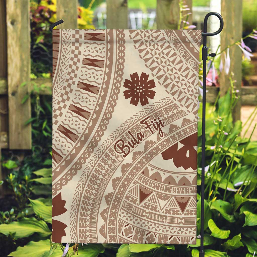 Bula Fiji Classic Masi Tapa Garden Flag Vintage Beige - Polynesian Pride