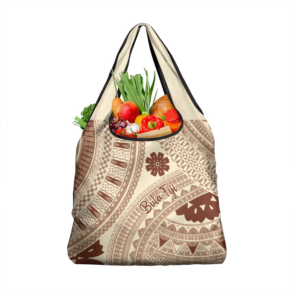 Bula Fiji Classic Masi Tapa Grocery Bag Vintage Beige - Polynesian Pride