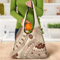 Bula Fiji Classic Masi Tapa Grocery Bag Vintage Beige - Polynesian Pride