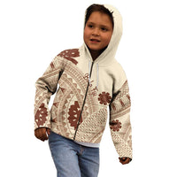 Bula Fiji Classic Masi Tapa Kid Hoodie Vintage Beige - Polynesian Pride