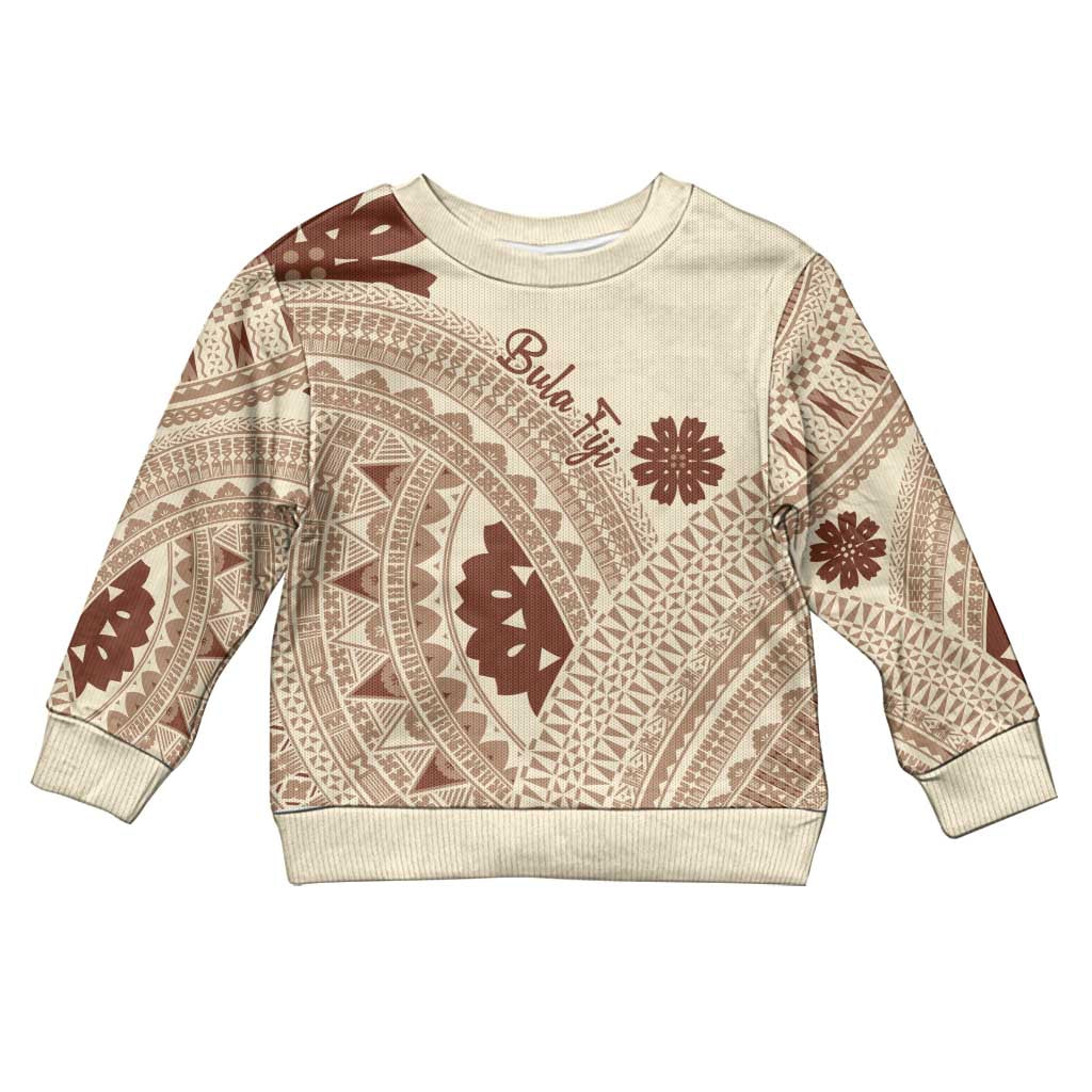 Bula Fiji Classic Masi Tapa Kid Ugly Christmas Sweater Vintage Beige - Polynesian Pride