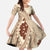 Bula Fiji Classic Masi Tapa Kid Short Sleeve Dress Vintage Beige - Polynesian Pride