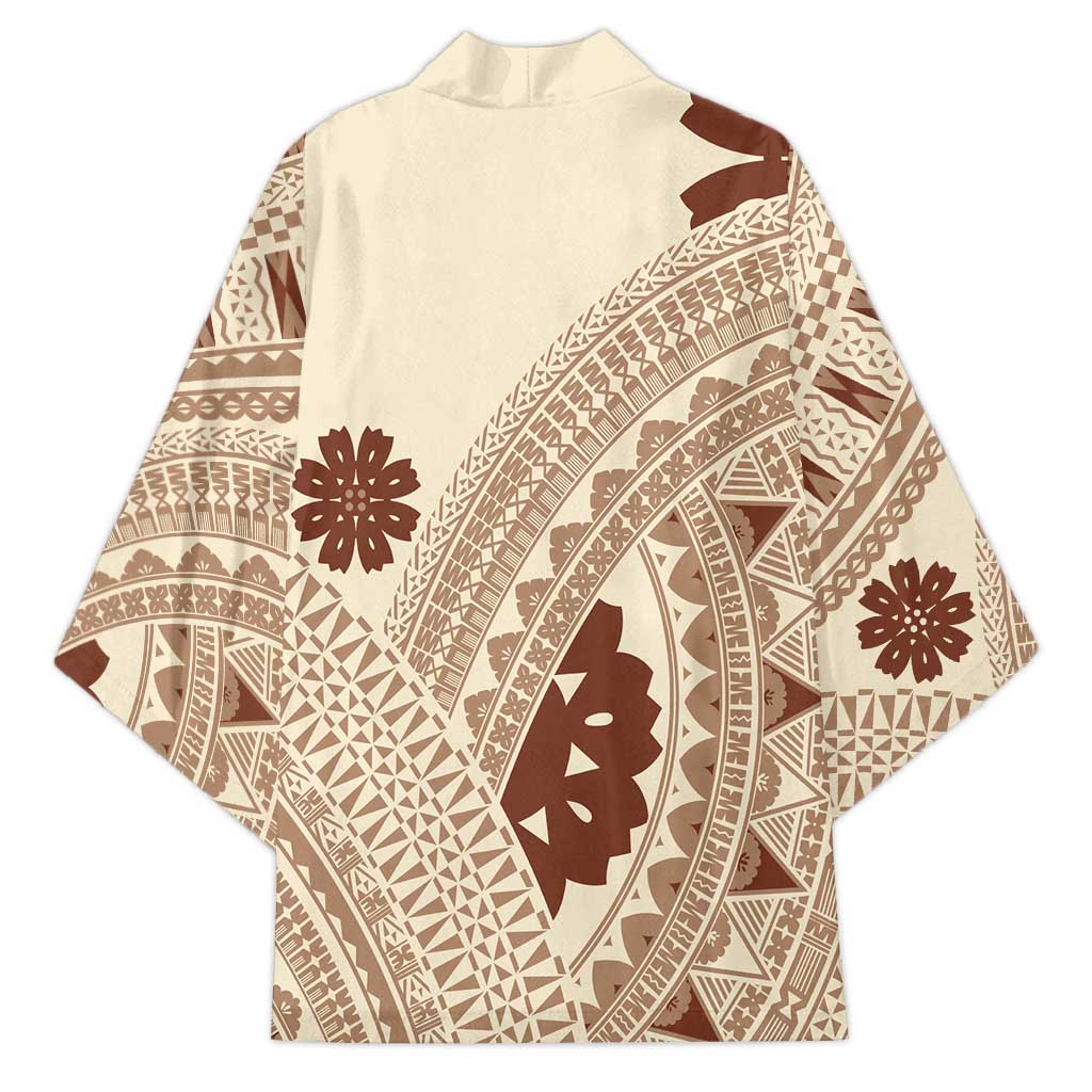 Bula Fiji Classic Masi Tapa Kimono Vintage Beige - Polynesian Pride