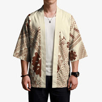 Bula Fiji Classic Masi Tapa Kimono Vintage Beige - Polynesian Pride