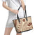 Bula Fiji Classic Masi Tapa Leather Tote Bag Vintage Beige - Polynesian Pride