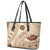 Bula Fiji Classic Masi Tapa Leather Tote Bag Vintage Beige - Polynesian Pride