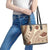 Bula Fiji Classic Masi Tapa Leather Tote Bag Vintage Beige - Polynesian Pride