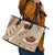 Bula Fiji Classic Masi Tapa Leather Tote Bag Vintage Beige - Polynesian Pride