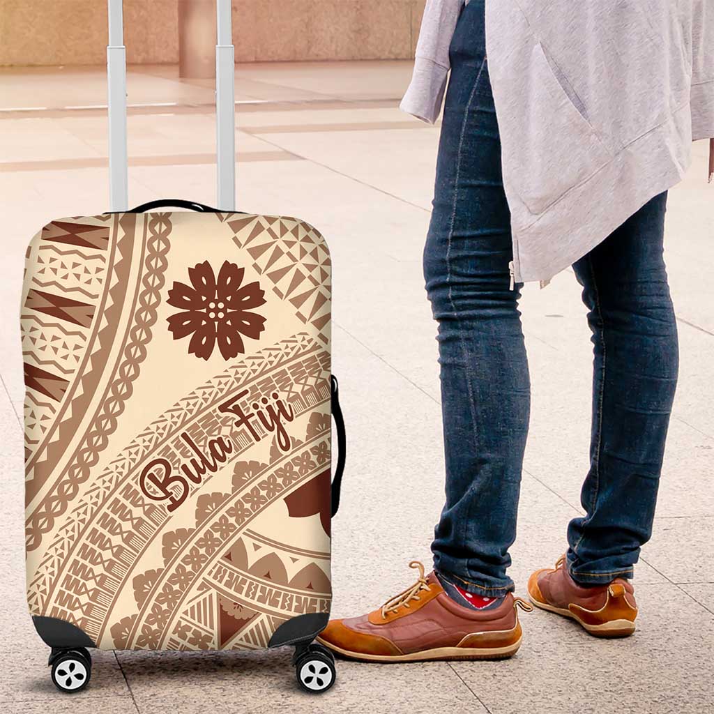 Bula Fiji Classic Masi Tapa Luggage Cover Vintage Beige - Polynesian Pride