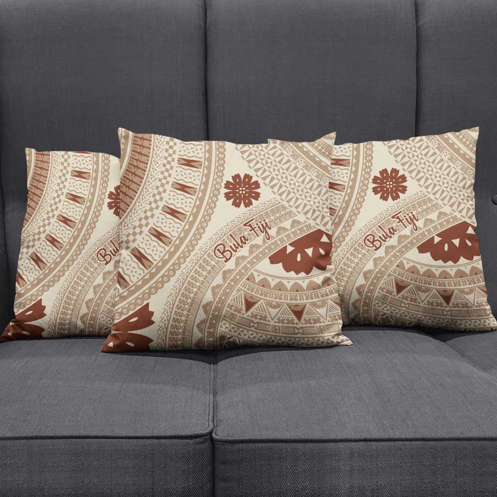 Bula Fiji Classic Masi Tapa Pillow Cover Vintage Beige - Polynesian Pride