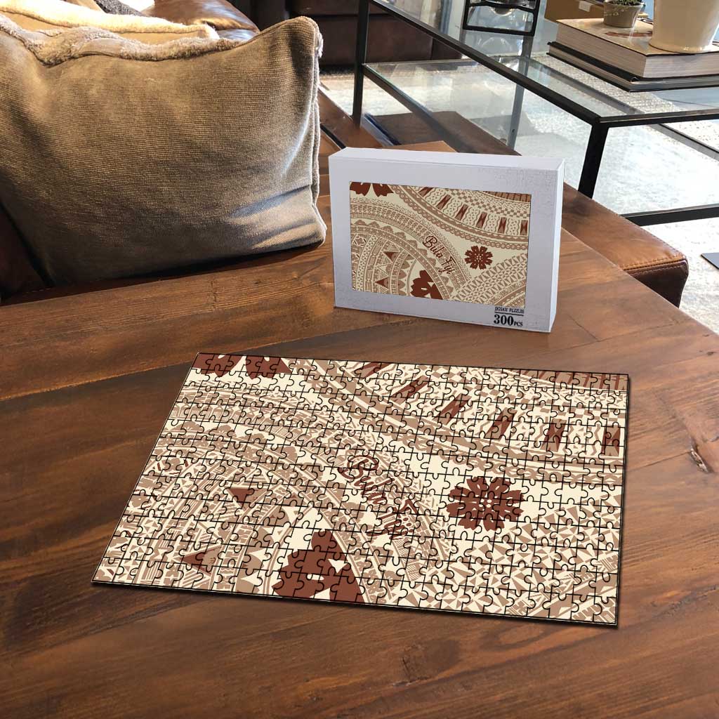 Bula Fiji Classic Masi Tapa Puzzle Vintage Beige - Polynesian Pride
