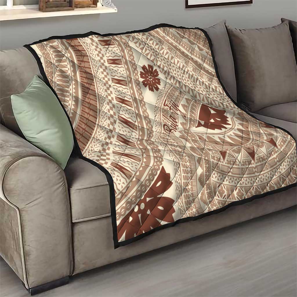 Bula Fiji Classic Masi Tapa Quilt Vintage Beige - Polynesian Pride