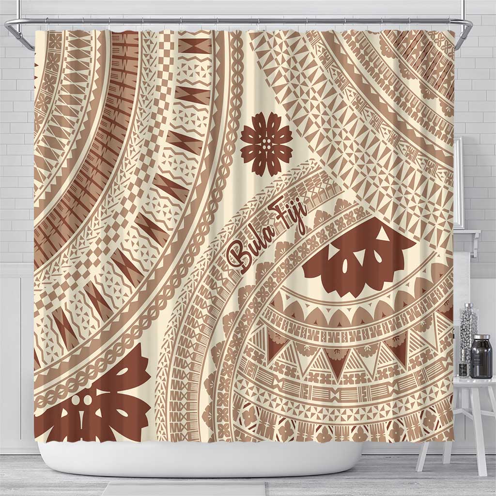 Bula Fiji Classic Masi Tapa Shower Curtain Vintage Beige - Polynesian Pride