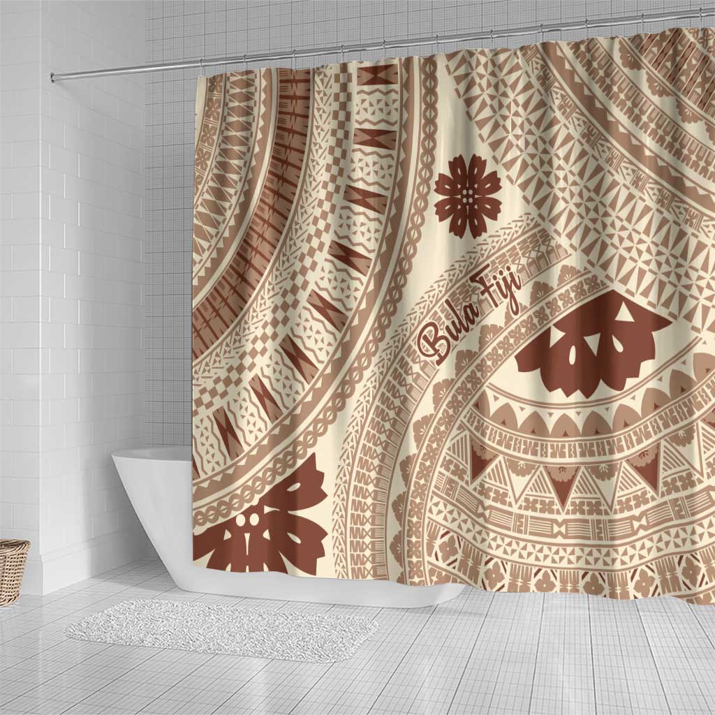 Bula Fiji Classic Masi Tapa Shower Curtain Vintage Beige - Polynesian Pride