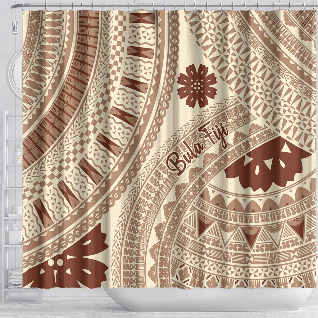 Bula Fiji Classic Masi Tapa Shower Curtain Vintage Beige - Polynesian Pride