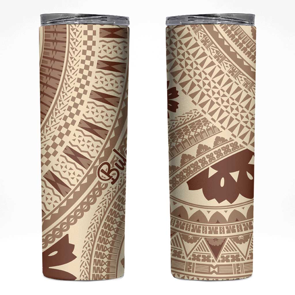 Bula Fiji Classic Masi Tapa Skinny Tumbler Vintage Beige - Polynesian Pride