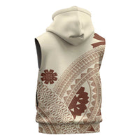 Bula Fiji Classic Masi Tapa Sleeveless Hoodie Vintage Beige - Polynesian Pride