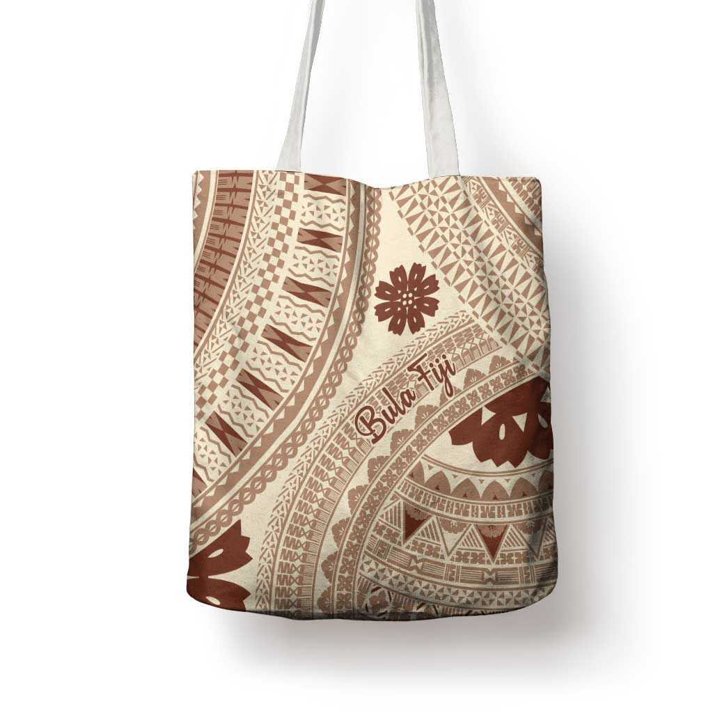 Bula Fiji Classic Masi Tapa Tote Bag Vintage Beige - Polynesian Pride