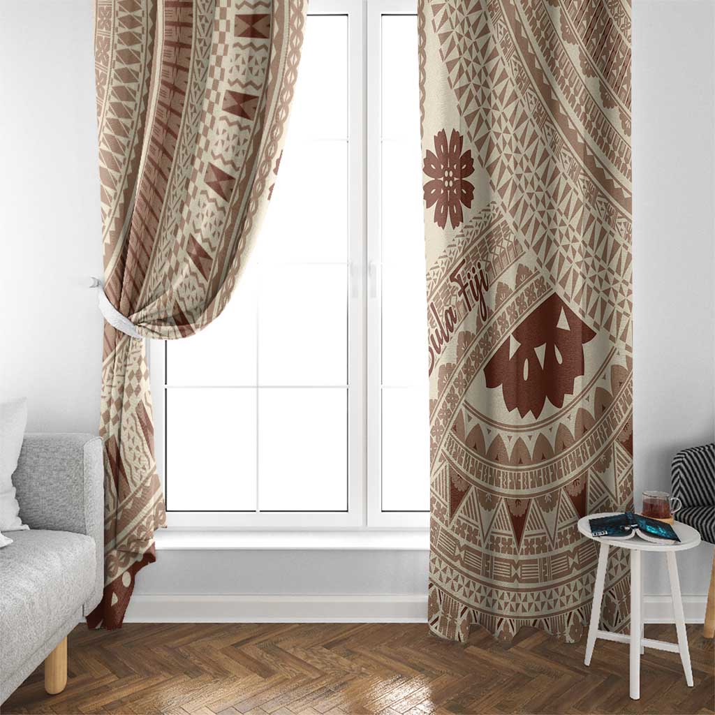 Bula Fiji Classic Masi Tapa Window Curtain Vintage Beige - Polynesian Pride