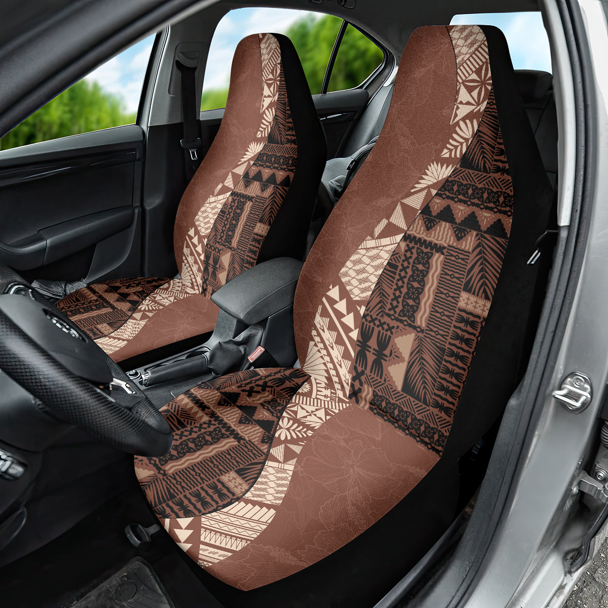 Bula Fiji Car Seat Cover Tribal Masi Tapa - Brown LT7 - Polynesian Pride