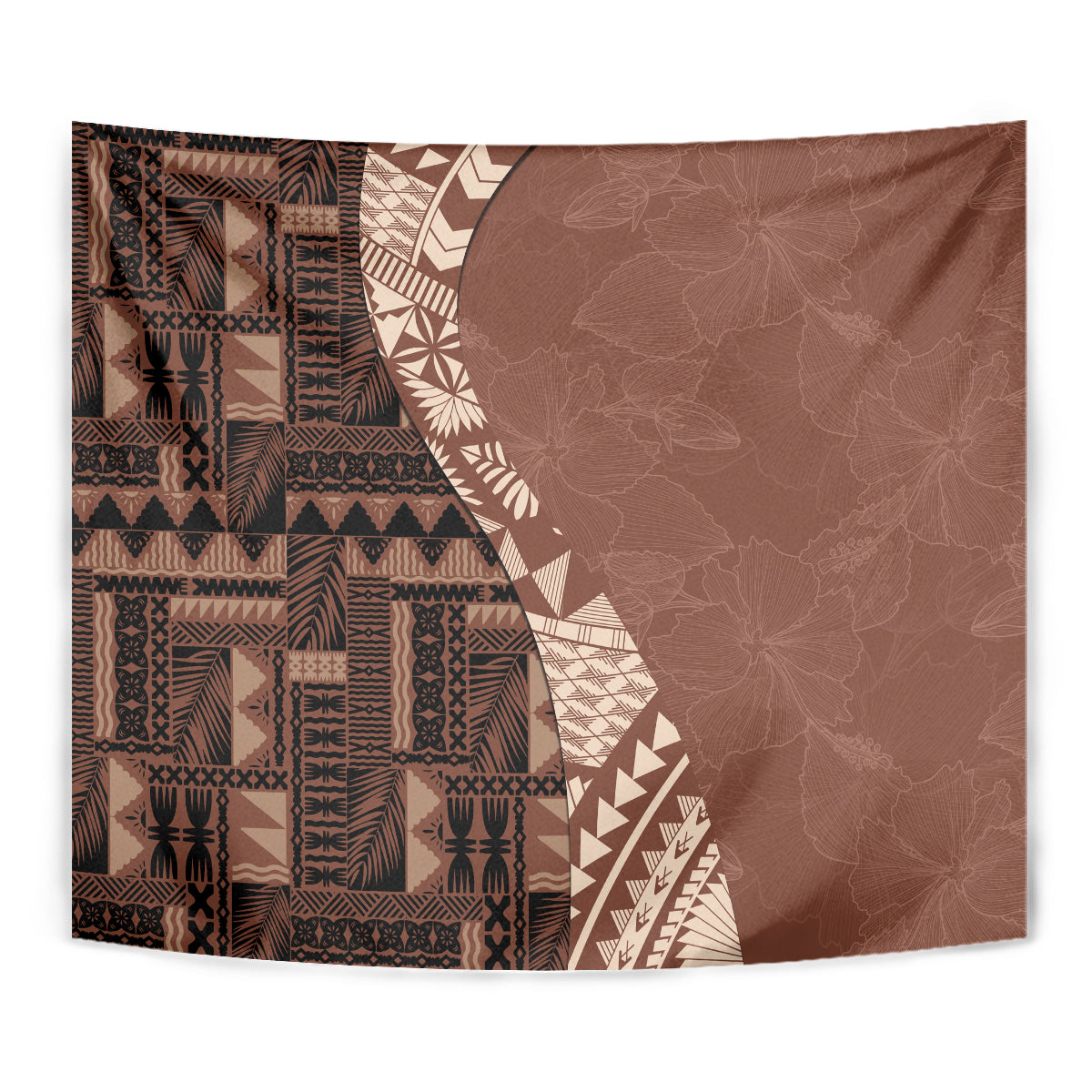 Bula Fiji Tapestry Tribal Masi Tapa - Brown LT7 - Polynesian Pride