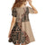 Bula Fiji Kid Short Sleeve Dress Tribal Masi Tapa - Beige LT7 - Polynesian Pride