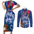 Guam Christmas Couples Matching Short Sleeve Bodycon Dress and Long Sleeve Button Shirt Turtle Mix Tapa Felis Pasgua LT7 Blue - Polynesian Pride