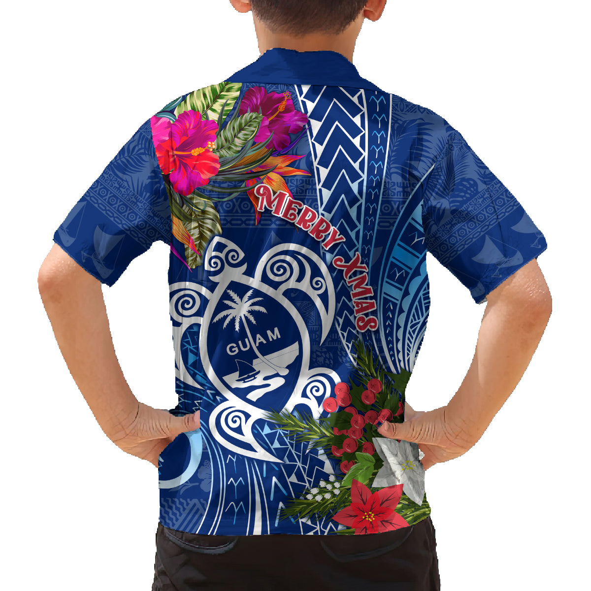 Guam Christmas Family Matching Long Sleeve Bodycon Dress and Hawaiian Shirt Turtle Mix Tapa Felis Pasgua LT7 - Polynesian Pride